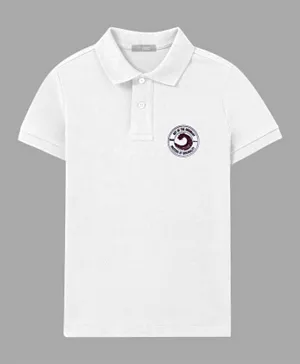 Finelook Boys Printed Polo T-Shirt-White