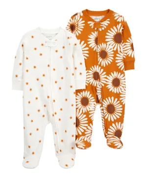Carter's - 2-Pack Sunflower Zip-Up Cotton Sleep & Play Suits - Yellow