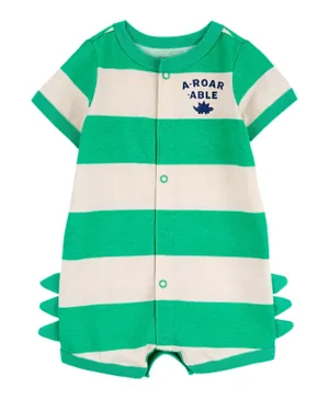 Carter's A-Roar-Able Striped Snap-Up Romper - Green