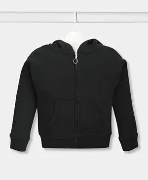 Finelook - Girl's Solid zipper hoodie sweatshirt - Black