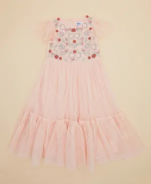 R&B Kids - Floral Embroidered Yoke Mes - Pink