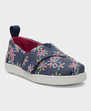 تومز - حذاء قماشي مطرز بالزهور - أزرق