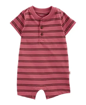 Carter's Striped Henley Romper - Red