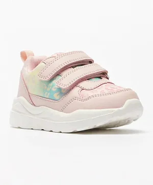 Flora Bella By Shoexpress - Glitter Print Sneakers With Hook And Loop Closure - Pink