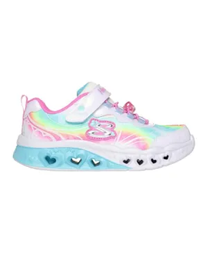 Skechers Flutter Hearts Light Up Shoes - White,Blue & Pink