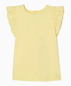 Zippy Frill Sleeves Top - Light Yellow
