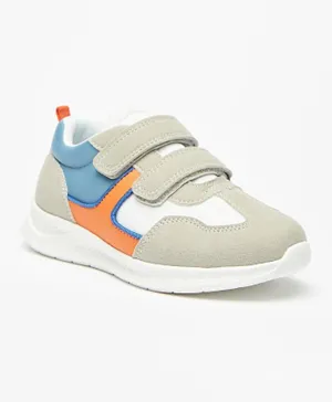 Juniors - Color Block Sneakers With Hook And Loop Closure - Grey
