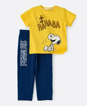 Peanuts Snoopy Pajama Set - Yellow & Navy