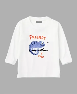 Finelook Boys Animal Printed Long Sleeve T-Shirt - White