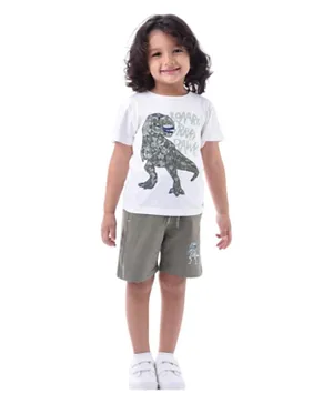 Victor and Jane -  Boys 2-Piece Set With Short Sleeve T-Shirt & Shorts - Off-White