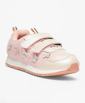 Flora Bella By Shoexpress - Textured Butterfly Applique Sneakers With Hook And Loop Closure - Pink