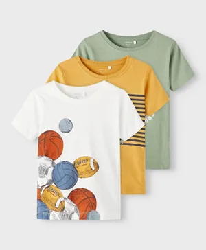 Name It 3 Pack Printed Short Sleeves T-Shirt - Multicolor