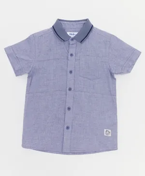 آر أند بي كيدز - قميص بياقة منسوجة مسطحة - أزرق