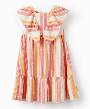 زيبي فستان بتصميم مخطط بكشكشة - متعدد الألوان
