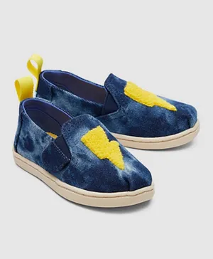 TOMS Twin Gore Washed Denim Lightning Tiny Alpargata Shoes - Navy