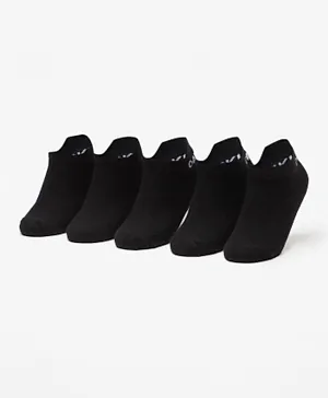 Oaklan by Shoexpress - Logo Print Ankle Length Sports Socks (5 Pairs) - Black