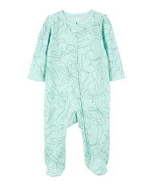 Carter's Butterfly 2-Way Zip Cotton Blend Sleep & Play Pajama - Mint