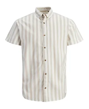 جاك آند جونز جونيور - قميص بأكمام قصيرة مزين بخطوط  - للون فخاري