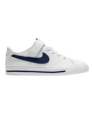 Nike Court Legacy Elastic Lace Shoes - White & Navy Blue