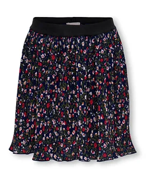 Only Kids Plisse Elastic Skirt - Navy Blazer Naomi Floral