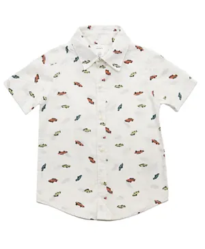 فاين لوك - قميص قطن مطبوع للأولاد - ابيض