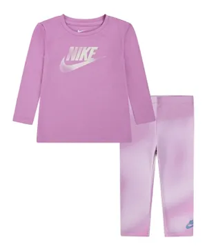 Nike Logo Graphic Full Sleeves T-Shirt & Leggings/Co-ord Set - Magic Flamingo