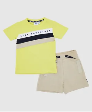 R&B Kids - Printed T-Shirt And Shorts Set - Yellow