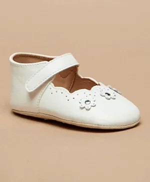 Barefeet - Laser Cut Detail Booties with Hook and Loop Closure - White