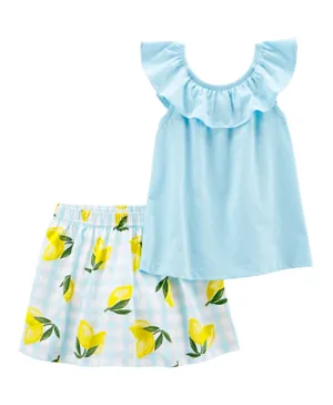 Carter's 2 Piece Flutter Top & Lemon Skirt Set - Blue