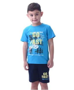 Victor and Jane Boys -  2-Piece Set With Short Sleeve T-Shirt & Shorts - Blue