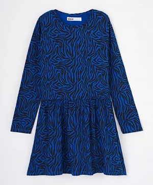 فستان مينوتي بنقشة الزيبرا - أزرق