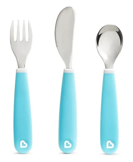 Munchkin Splash Fork Knife Spoon Blue - 3 Pieces