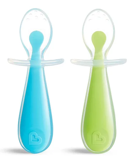 Munchkin - Gentle Scoop Silicone Training Spoons 2pk - Blue / Green