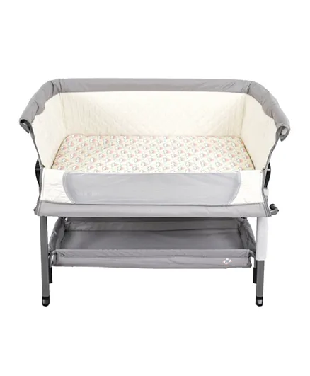 Amla Care Porto Baby Bedside Crib With Storage - Grey