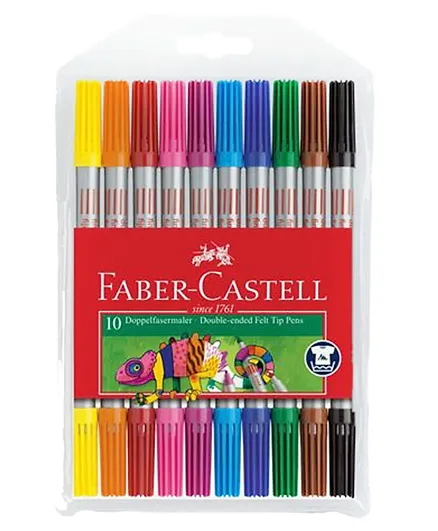 فايبر كاستيل - أقلام بلاستيكية مزدوجة الأطراف  - 10 ألوان