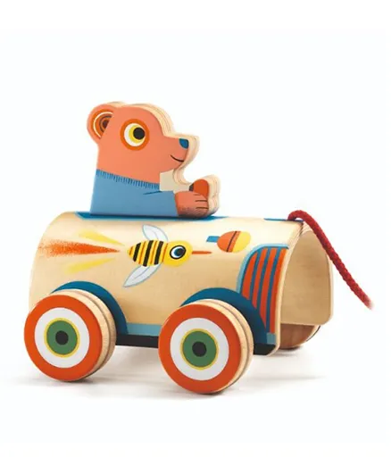 Djeco Wooden Roli Max Pull Along Toy - Multicolour