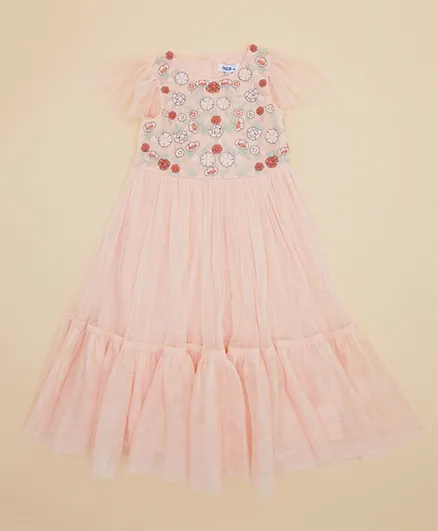 R&B Kids - Floral Embroidered Yoke Mes - Pink