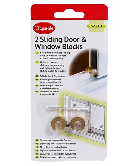 Clippasafe Sliding Door & Window Blocks Brass - Pack of 2