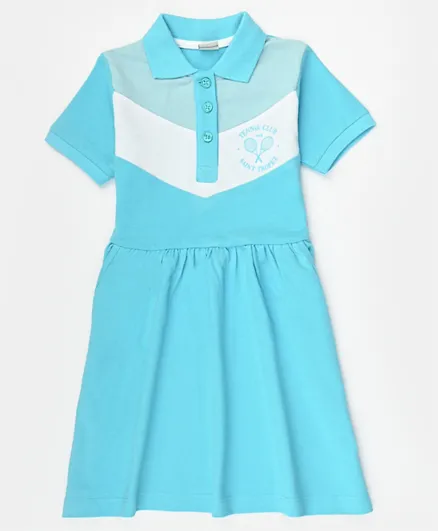فاين لوك فستان رياضي مطبوع للفتيات - أزرق