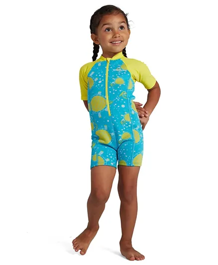 سبيدو - بدلة سباحة للأطفال بطباعة سلحفة تومي،  - لون تركواز وأصفر
