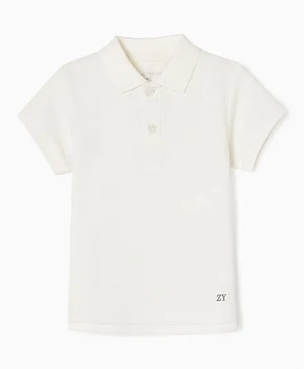Zippy ZY Patched Cotton Polo Shirt - White