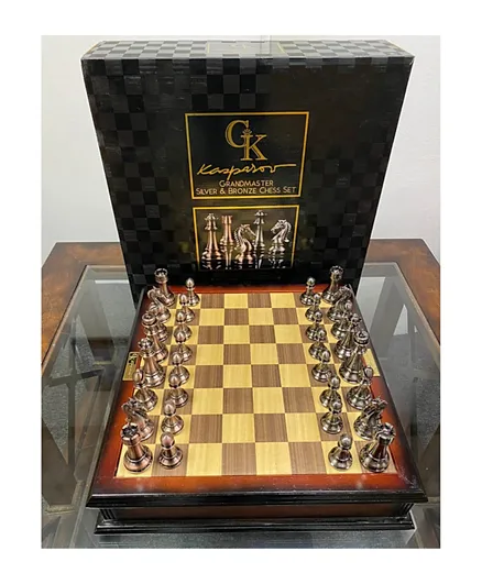 إمباسادور - طقم لعبة الشطرنج جراند ماستر  كاسباروف بلون فضي وبرونزي - للاعبين