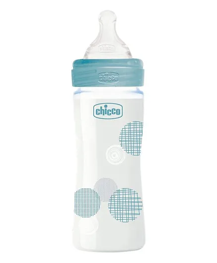 Chicco Blue Well-Being Slow Flow Glass Bottle  - 240ml