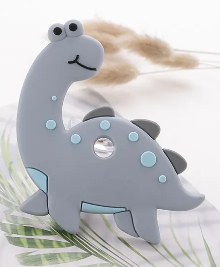 Dino Silicone Baby Teether - Grey