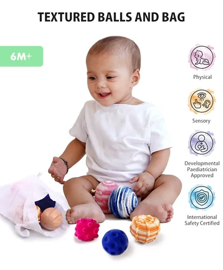 Intellibaby Textured Baby Balls Set Multicolor - 7 Pieces