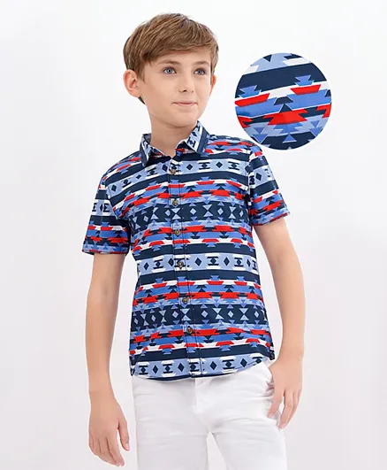بريمو جينو قميص قطن بأكمام قصيرة مطبوع - متعدد الألوان