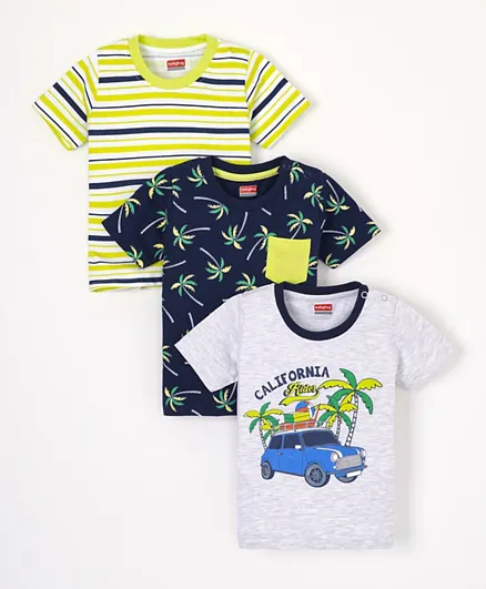 Babyhug Half Sleeves T-Shirts Multi Print Pack of 3 - Multicolour