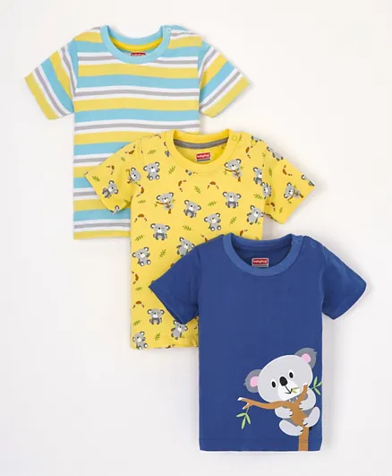 Babyhug Half Sleeves T-shirts Stripes & Koala Print Pack of 3- Multicolor