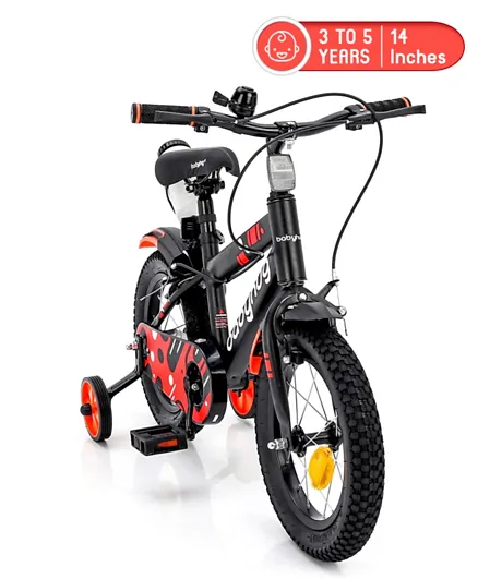 Babyhug Rapid Bicycle With Training Wheels and Bell Red and Black - 14 Inches