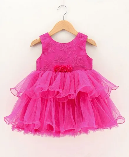 بيبي هاغ فستان حفلات بزينة وردية - وردي